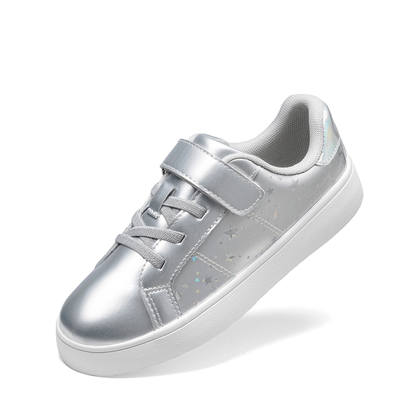 Kids' Shiny Star Patent Vegan Leather Sneakers - ANTIQUE SILVER -  0