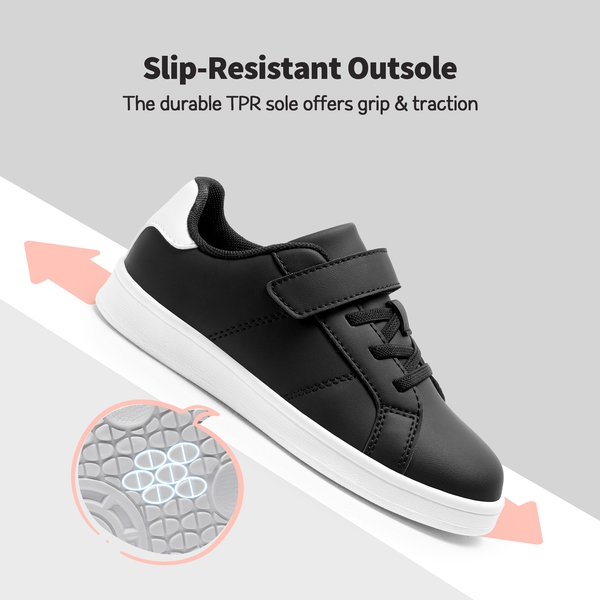 Kids' Shiny Star Patent Vegan Leather Sneakers - BLACK/WHITE - 4
