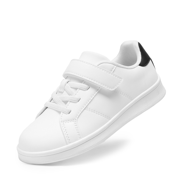 Kids' Shiny Star Patent Vegan Leather Sneakers - WHITE/BLACK -  0