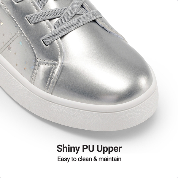 Kids' Shiny Star Patent Vegan Leather Sneakers - ANTIQUE SILVER - 3