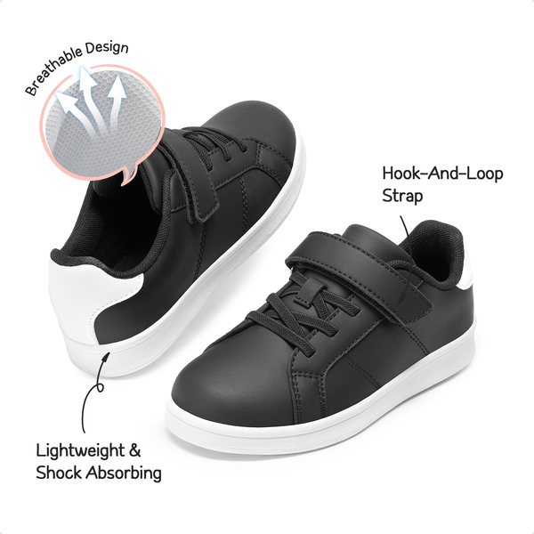 Kids' Shiny Star Patent Vegan Leather Sneakers - BLACK/WHITE - 1