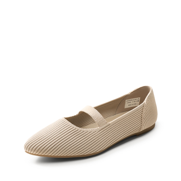Women’s Wide Width Knitted Mary Jane Flats - NUDE -  0