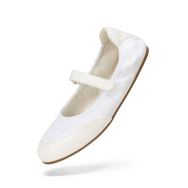 Women's Mary Jane Ballet Flats with Memory Foam - WHITE -  0
