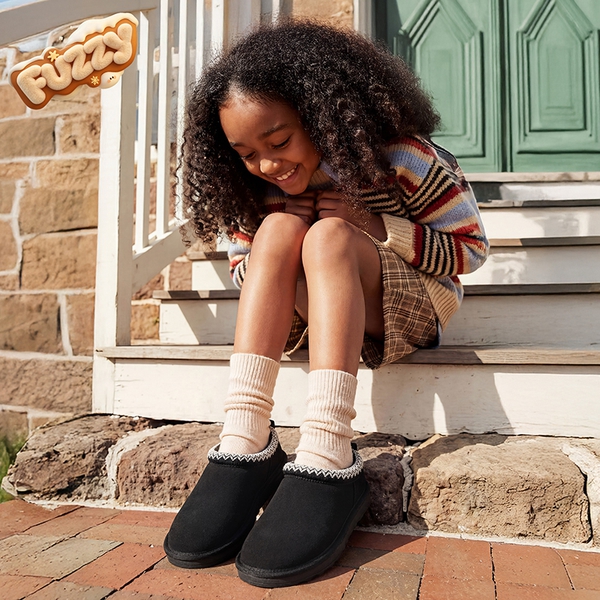 Kids' Winter Slippers & Faux Suede House Shoes - BLACK - 1