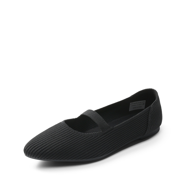 Women’s Wide Width Knitted Mary Jane Flats - BLACK -  0