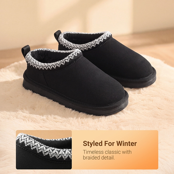 Kids' Winter Slippers & Faux Suede House Shoes - BLACK - 5