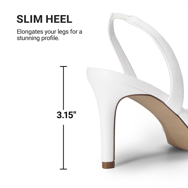 Women's Chic Slingback Heeled Sandals - WHITE - 6