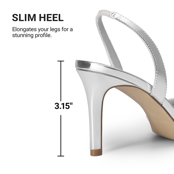 Women's Chic Slingback Heeled Sandals - SILVER - 6