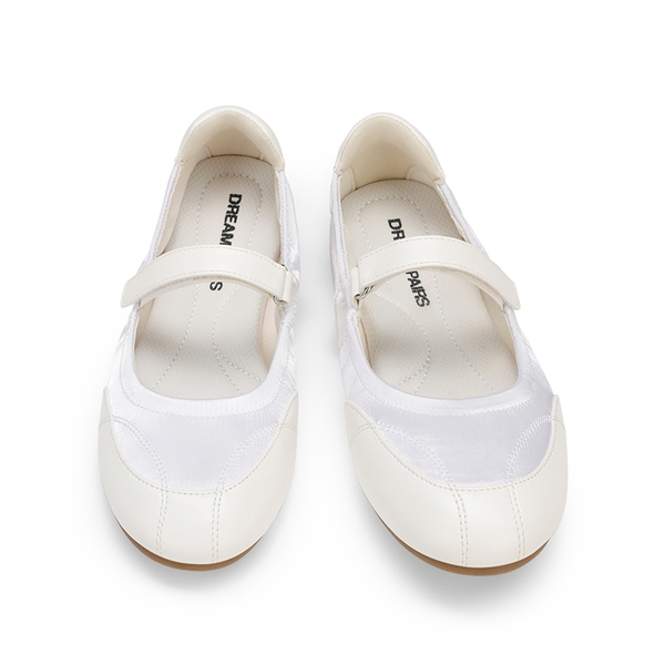 Women's Mary Jane Ballet Flats with Memory Foam - WHITE - 7