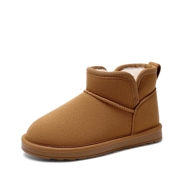 Kids' Faux Suede Fuzzy Winter Booties - CHESTNUT -  0
