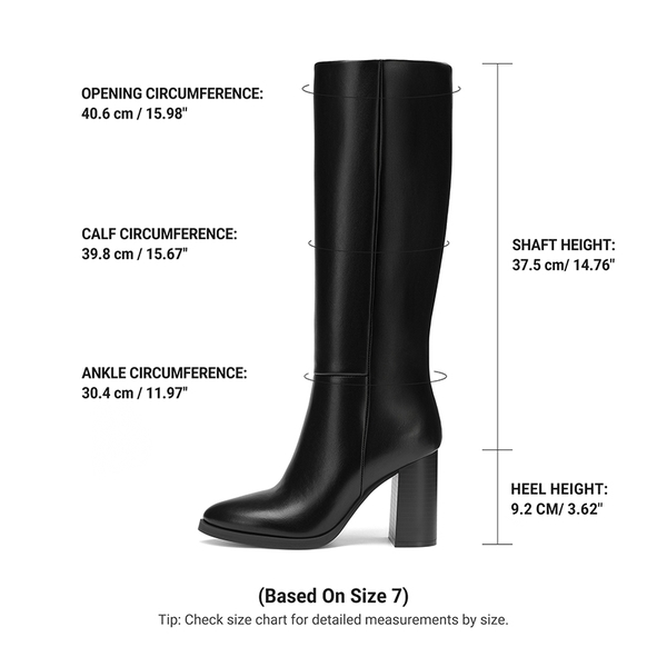 Women's Knee-High Block Heel Boots - BLACK - 3