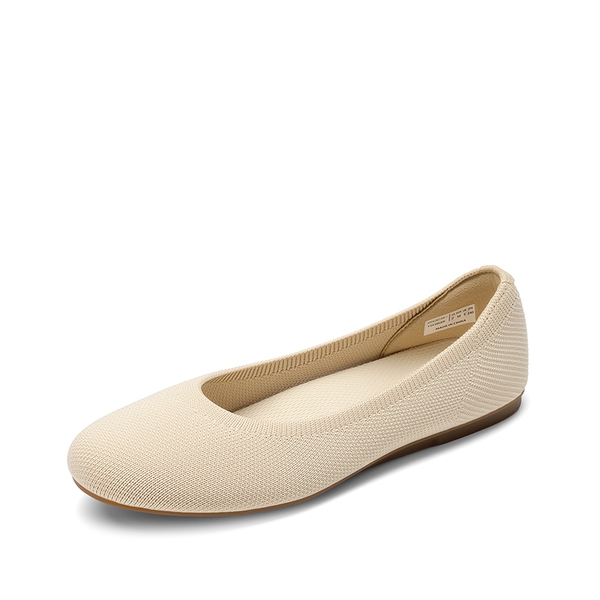 Women’s Wide Width Comfortable Foldable Knit Flats - NUDE -  0