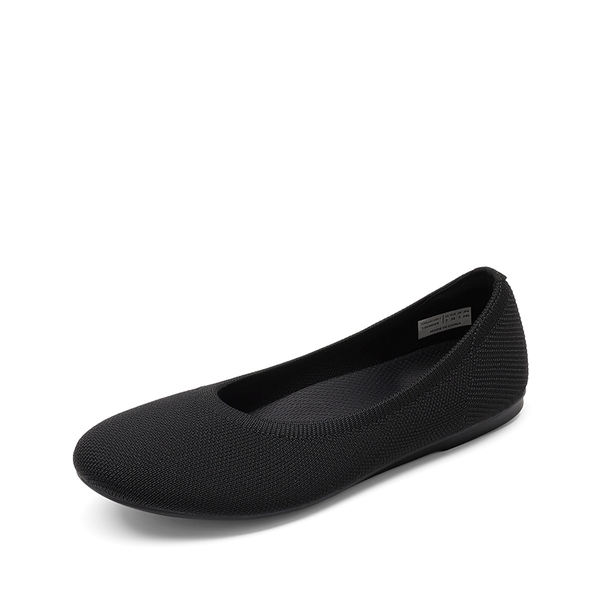 Women’s Wide Width Comfortable Foldable Knit Flats - BLACK -  0