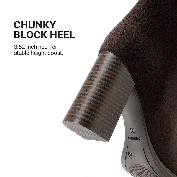 Women's Knee-High Block Heel Boots - DARK BROWN - 6