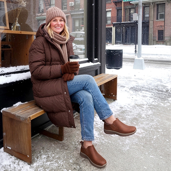 Women's Slip-On Winter Boots - BROWN - 1