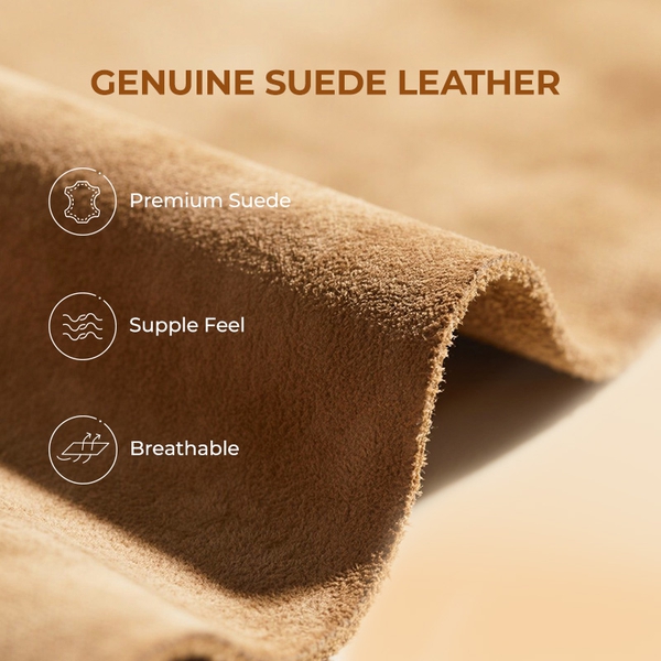 [FuzzyEasy Women's Slip-on] Women's Suede Faux Fur Loafers with Memory Foam - CHESTNUT - 5