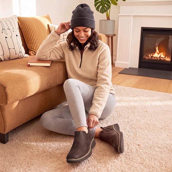 Women's Slip-On Winter Boots - CHOCOLATE - 1