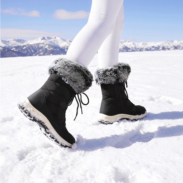 Women’s Zip-Up Snow Boots with 3M Thinsulate - BLACK - 2