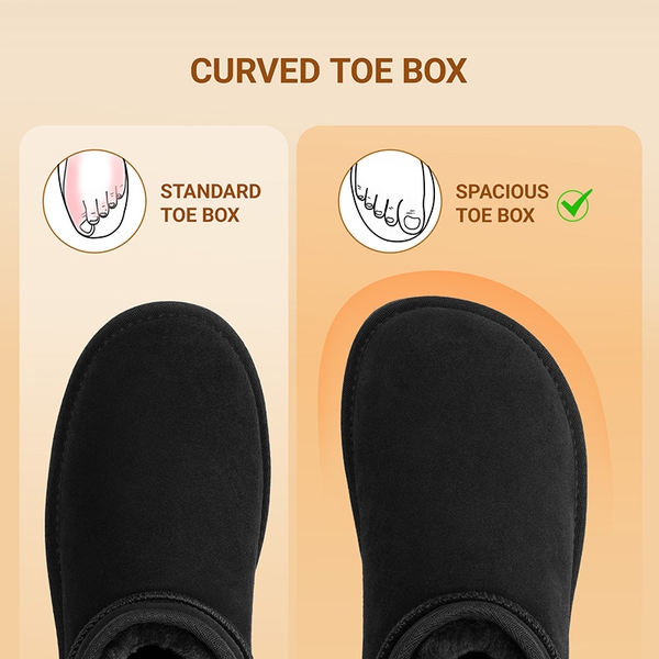 Women’s Wide Toe Box Suede Snow Boots - BLACK - 4