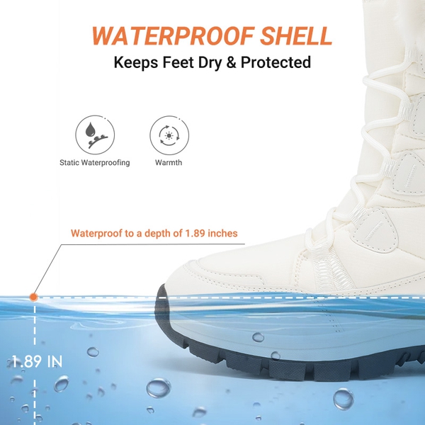 Women’s Zip-Up Snow Boots with 3M Thinsulate - WHITE - 5