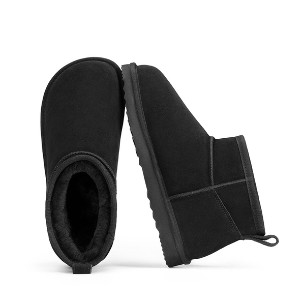 Women’s Wide Toe Box Suede Snow Boots - BLACK - 7