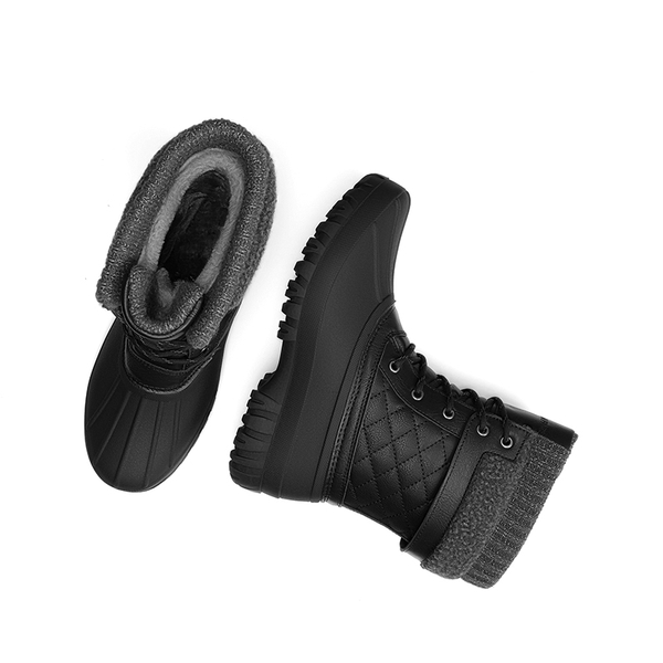 Women’s Waterproof Thinsulate Snow Boots with Faux Shearling - BLACK - 7