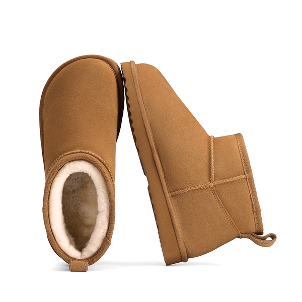Women’s Wide Toe Box Suede Snow Boots - CHESTNUT - 7