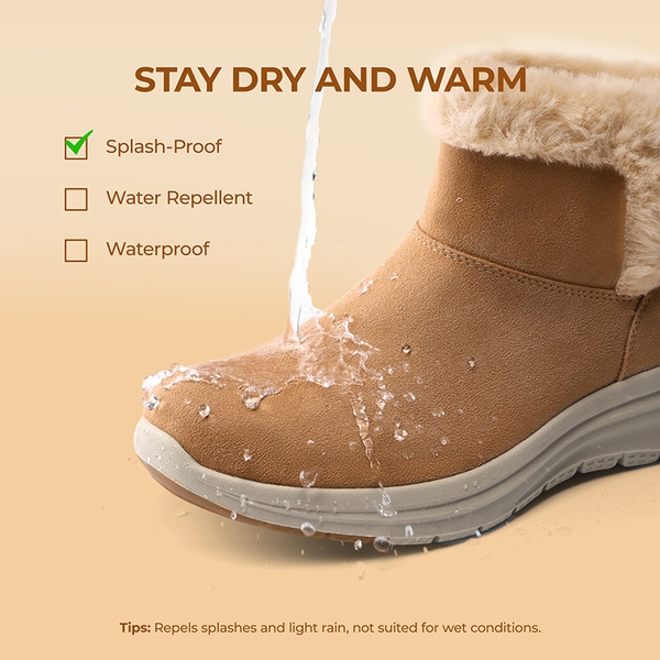 Women’s Faux Suede Snow Boots with Arch Support - TAN - 4