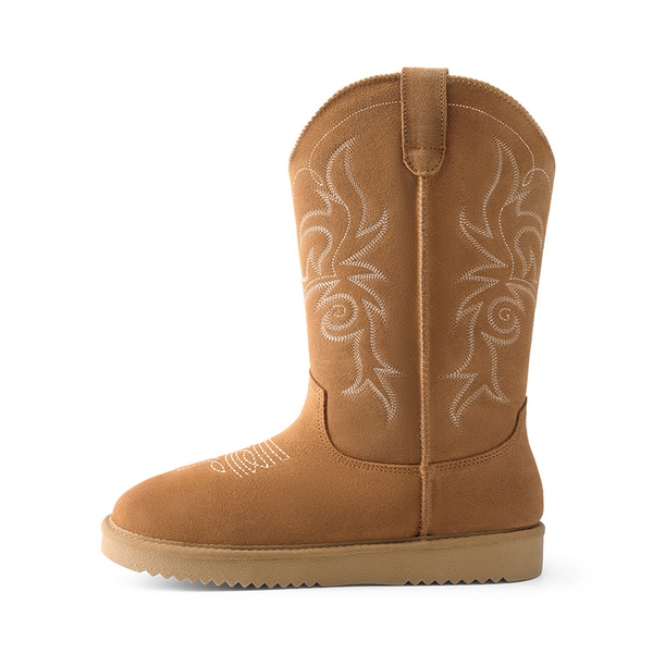 Women’s Suede Plush-Lined Snow Boots - CHESTNUT - 7