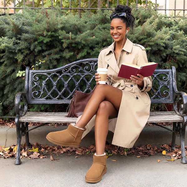 Women’s Wide Toe Box Suede Snow Boots - CHESTNUT - 1