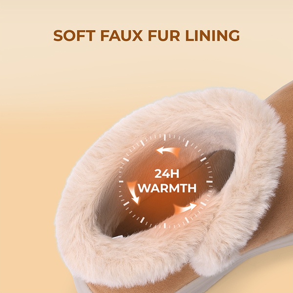 Women’s Faux Suede Snow Boots with Arch Support - TAN - 3