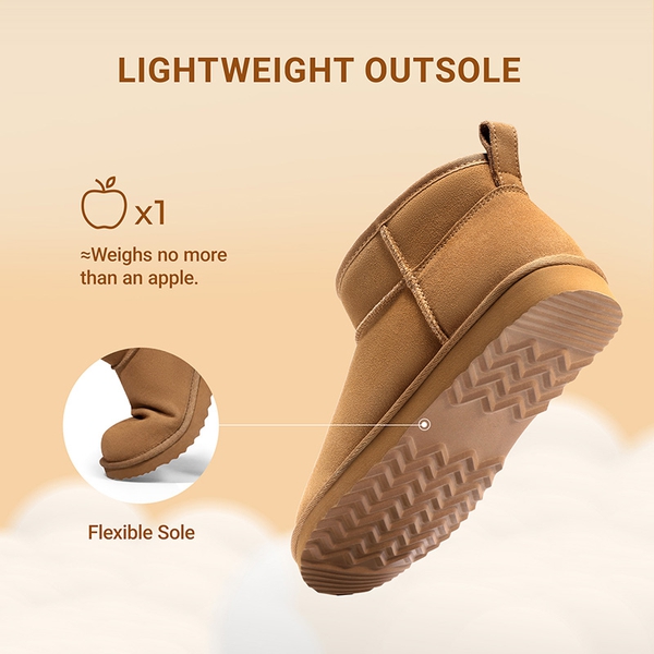 Women’s Wide Toe Box Suede Snow Boots - CHESTNUT - 5