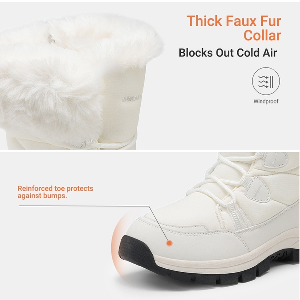Women’s Zip-Up Snow Boots with 3M Thinsulate - WHITE - 6