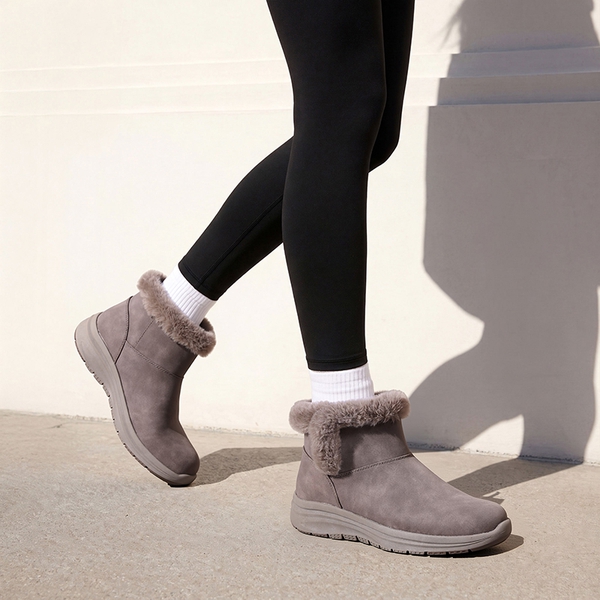Women’s Faux Suede Snow Boots with Arch Support - TAUPE - 2