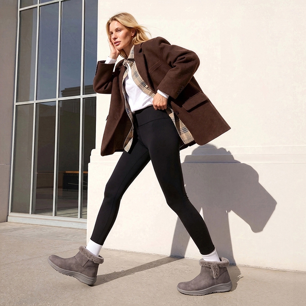 Women’s Faux Suede Snow Boots with Arch Support - TAUPE - 1