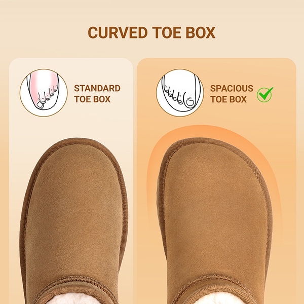 Women’s Wide Toe Box Suede Snow Boots - CHESTNUT - 4