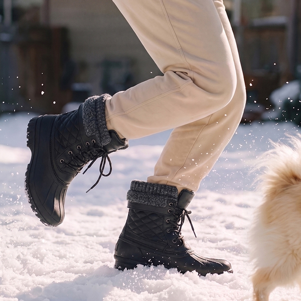 Women’s Waterproof Thinsulate Snow Boots with Faux Shearling - BLACK - 2