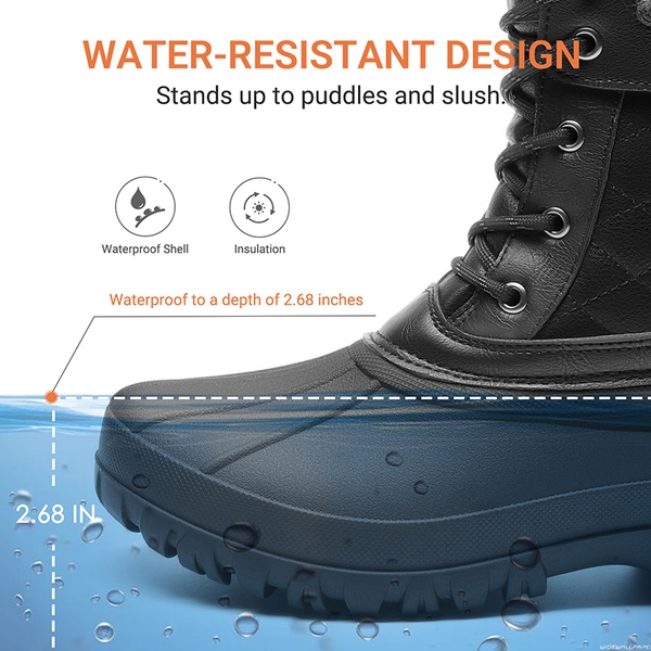 Women’s Waterproof Thinsulate Snow Boots with Faux Shearling - BLACK - 5