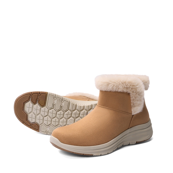 Women’s Faux Suede Snow Boots with Arch Support - TAN - 6
