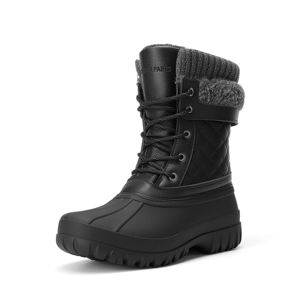 Women’s Waterproof Thinsulate Snow Boots with Faux Shearling - BLACK -  0