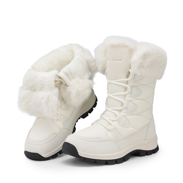 Women’s Zip-Up Snow Boots with 3M Thinsulate - WHITE - 7