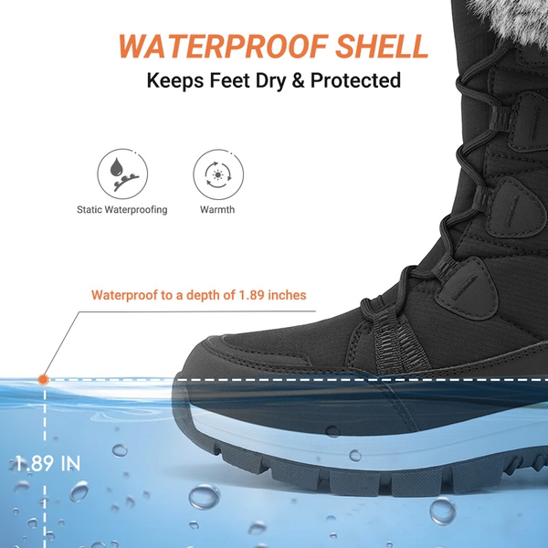 Women’s Zip-Up Snow Boots with 3M Thinsulate - BLACK - 5
