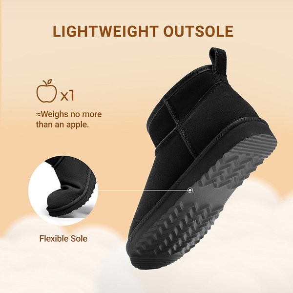Women’s Wide Toe Box Suede Snow Boots - BLACK - 5