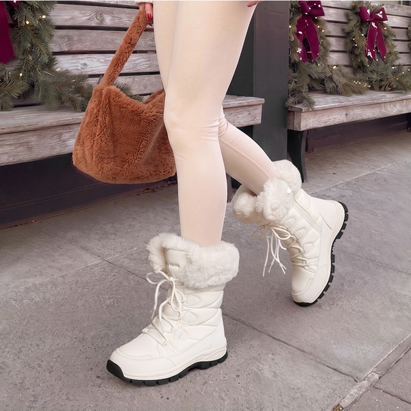 Women’s Zip-Up Snow Boots with 3M Thinsulate - WHITE - 2