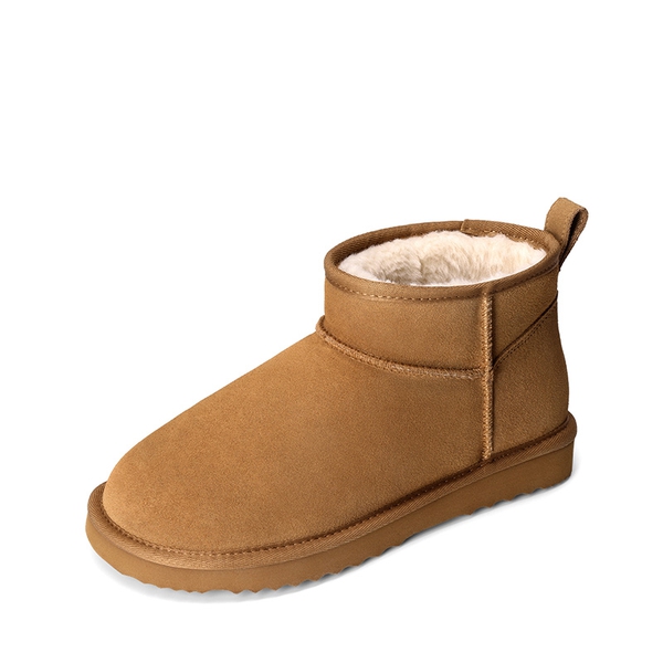 Women’s Wide Toe Box Suede Snow Boots - CHESTNUT -  0
