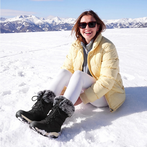Women’s Zip-Up Snow Boots with 3M Thinsulate - BLACK - 1