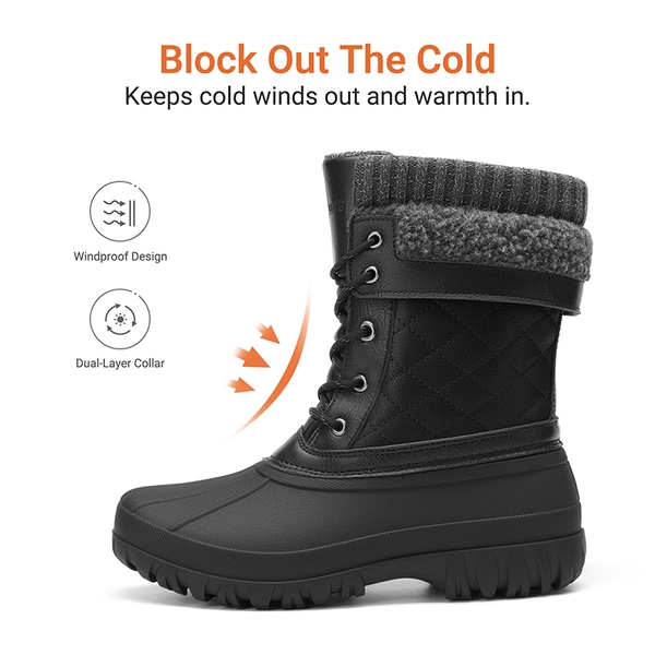 Women’s Waterproof Thinsulate Snow Boots with Faux Shearling - BLACK - 3
