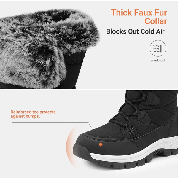 Women’s Zip-Up Snow Boots with 3M Thinsulate - BLACK - 6