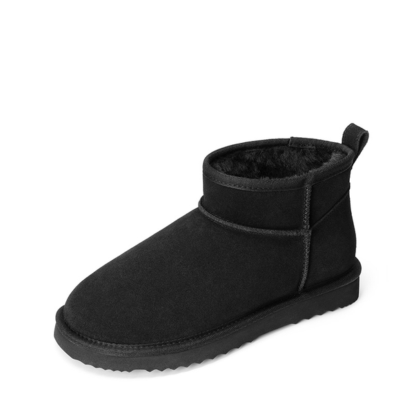 Women’s Wide Toe Box Suede Snow Boots - BLACK -  0