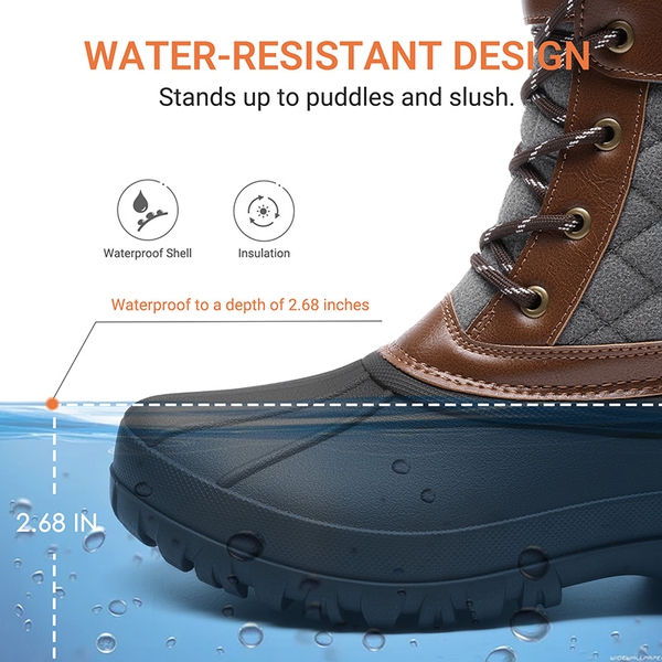 Women’s Waterproof Thinsulate Snow Boots with Faux Shearling - BLACK/GREY - 5